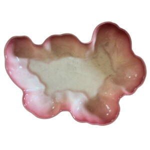 Vintage MCM Abstract Organic Shaped Planter Dish Pink Gray Crazing Atomic Retro